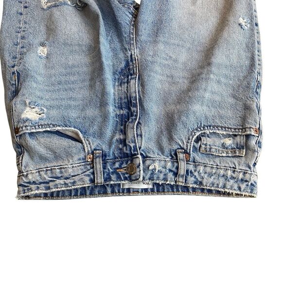 Zara Women’s 8 High Rise Ripped Mom Jeans Blue Distressed Denim Relaxed Fit - Picture 10 of 14